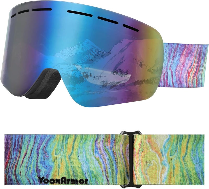 YooxArmor OTG Kids Ski Goggles, Snowboard Goggles Anti Fog UV400 for Kid 6-14 Years, Snow Goggles for Youth Boys Girls - Image 1
